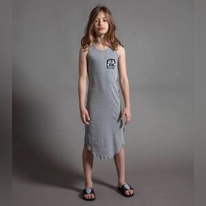 NUNUNU Rowdy Mask Patch Tank Dress Grey Size 6–7 EUC